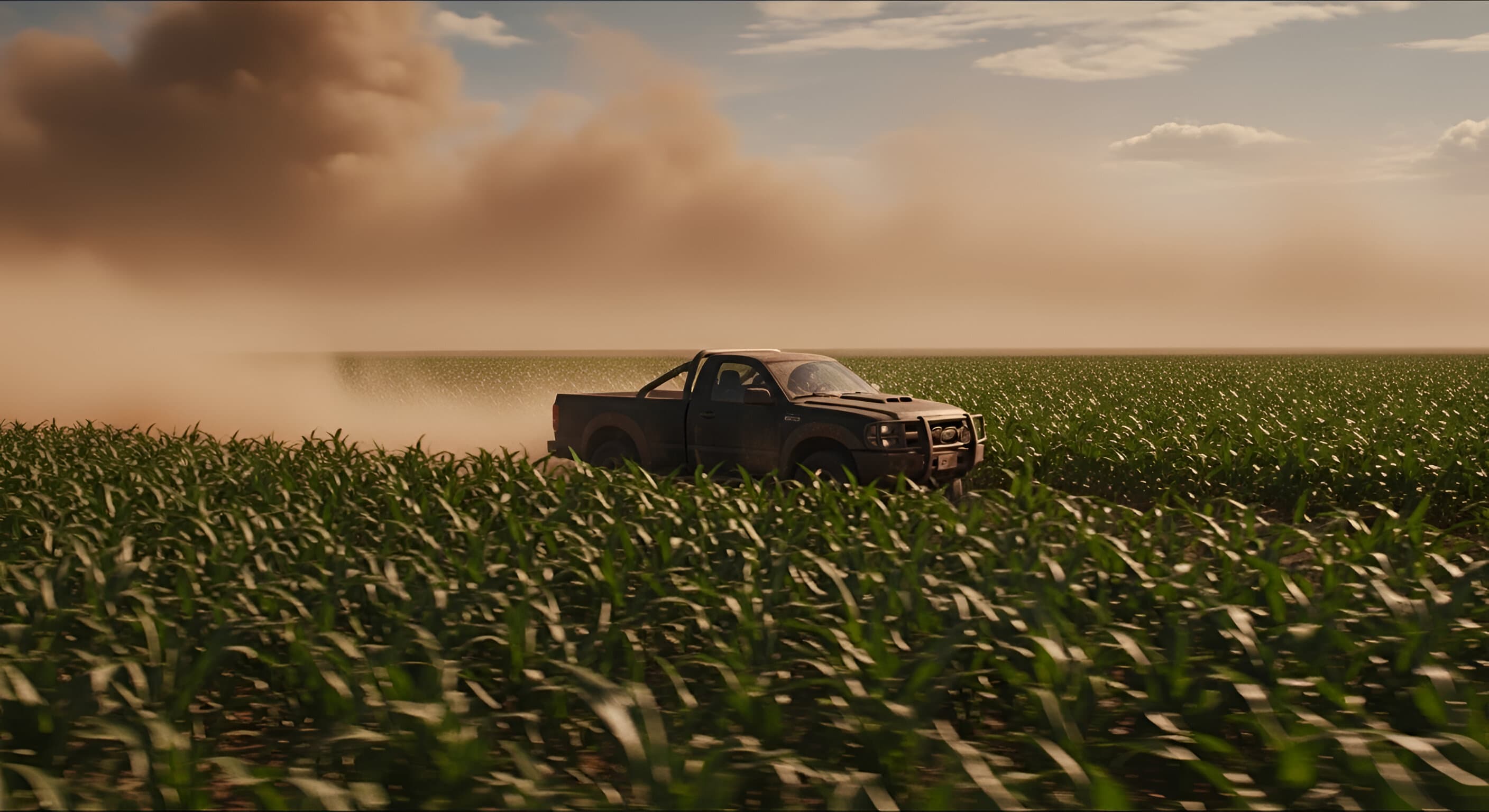 Golden cornfield stretching to the horizon