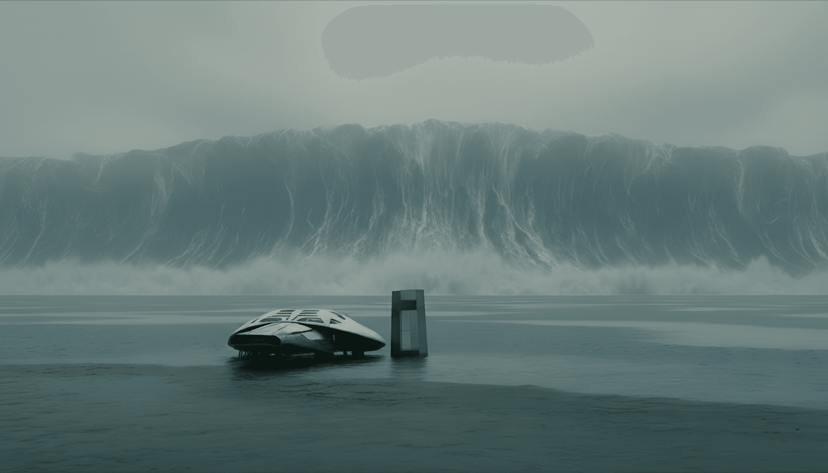 Astronaut on a desolate water planet